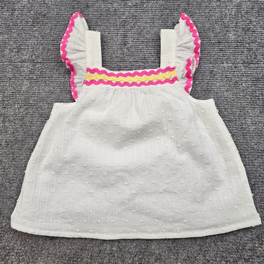 First Impressions Sleeveless Top Baby Girls 24 Months White Ric Rac Ruffle Trim